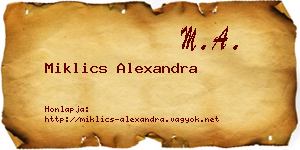 Miklics Alexandra névjegykártya